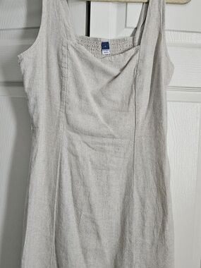 Old Navy Neutral Linen-Blend Midi Tank Dress